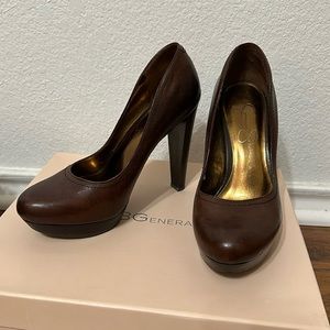 Jessica Simpson Heels Women Sz 6 1/2B Platform Leather Shoes Michaela.